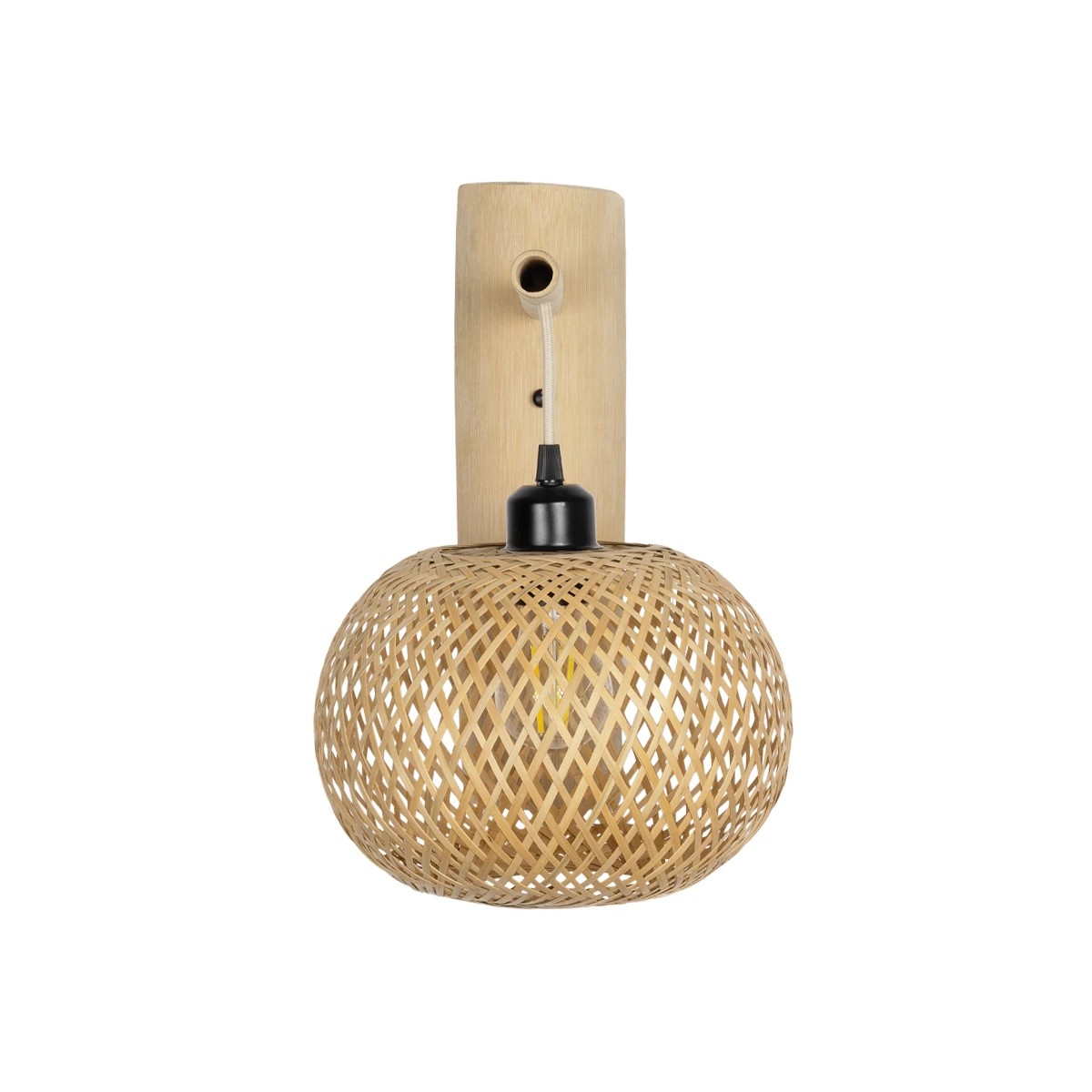 GLOBOSTAR® SELVA 01963 Boho Φωτιστικό Τοίχου - Απλίκα με Ντουί 1 x E27 AC 220-240V IP20 - Μπεζ - Μ23 x Π23 x Υ37cm - Image 2