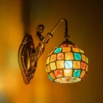 GLOBOSTAR® MERMAID 02389 Vintage Φωτιστικό Τοίχου - Απλίκα με Ντουί 1 x E27 AC 220-240V IP20 - Μπρούτζινο & Πολύχρωμο - Μ17 x Π30 x Υ27cm