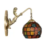 GLOBOSTAR® MERMAID 02389 Vintage Φωτιστικό Τοίχου - Απλίκα με Ντουί 1 x E27 AC 220-240V IP20 - Μπρούτζινο & Πολύχρωμο - Μ17 x Π30 x Υ27cm - Image 3