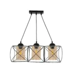 GLOBOSTAR® GLINDER 201-0141 Vintage Κρεμαστό Φωτιστικό Οροφής με Ντουί 3 x E27 AC 220-240V IP20 - Μαύρο & Μελί - Μ53 x Π25 x Υ23cm - Image 2