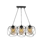 GLOBOSTAR® GLINDER 201-0141 Vintage Κρεμαστό Φωτιστικό Οροφής με Ντουί 3 x E27 AC 220-240V IP20 - Μαύρο & Μελί - Μ53 x Π25 x Υ23cm - Image 4