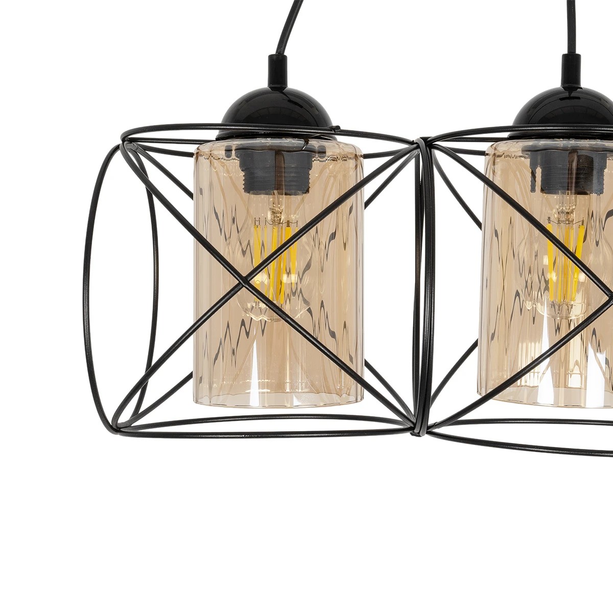 GLOBOSTAR® GLINDER 201-0141 Vintage Κρεμαστό Φωτιστικό Οροφής με Ντουί 3 x E27 AC 220-240V IP20 - Μαύρο & Μελί - Μ53 x Π25 x Υ23cm - Image 5