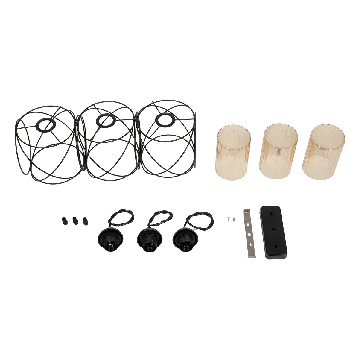 GLOBOSTAR® GLINDER 201-0141 Vintage Κρεμαστό Φωτιστικό Οροφής με Ντουί 3 x E27 AC 220-240V IP20 - Μαύρο & Μελί - Μ53 x Π25 x Υ23cm - Image 7