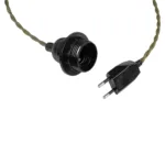 GLOBOSTAR® WHIP 77667 Μοντέρνο DIY Φωτιστικό με Πλεκτό Καλώδιο, Ντουί 1 x E27, Διακόπτη On/Off & Πρίζα AC 220-240V IP20 - Χακί & Μαύρο - Μ150 x Π5.8 x Υ5.8cm