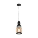 GLOBOSTAR® OLIVER 999-0188 Vintage Κρεμαστό Φωτιστικό Οροφής με Ντουί 1 x E27 AC 220-240V IP20 - Μελί & Μαύρο - Μ14 x Π14 x Υ30cm - Image 2