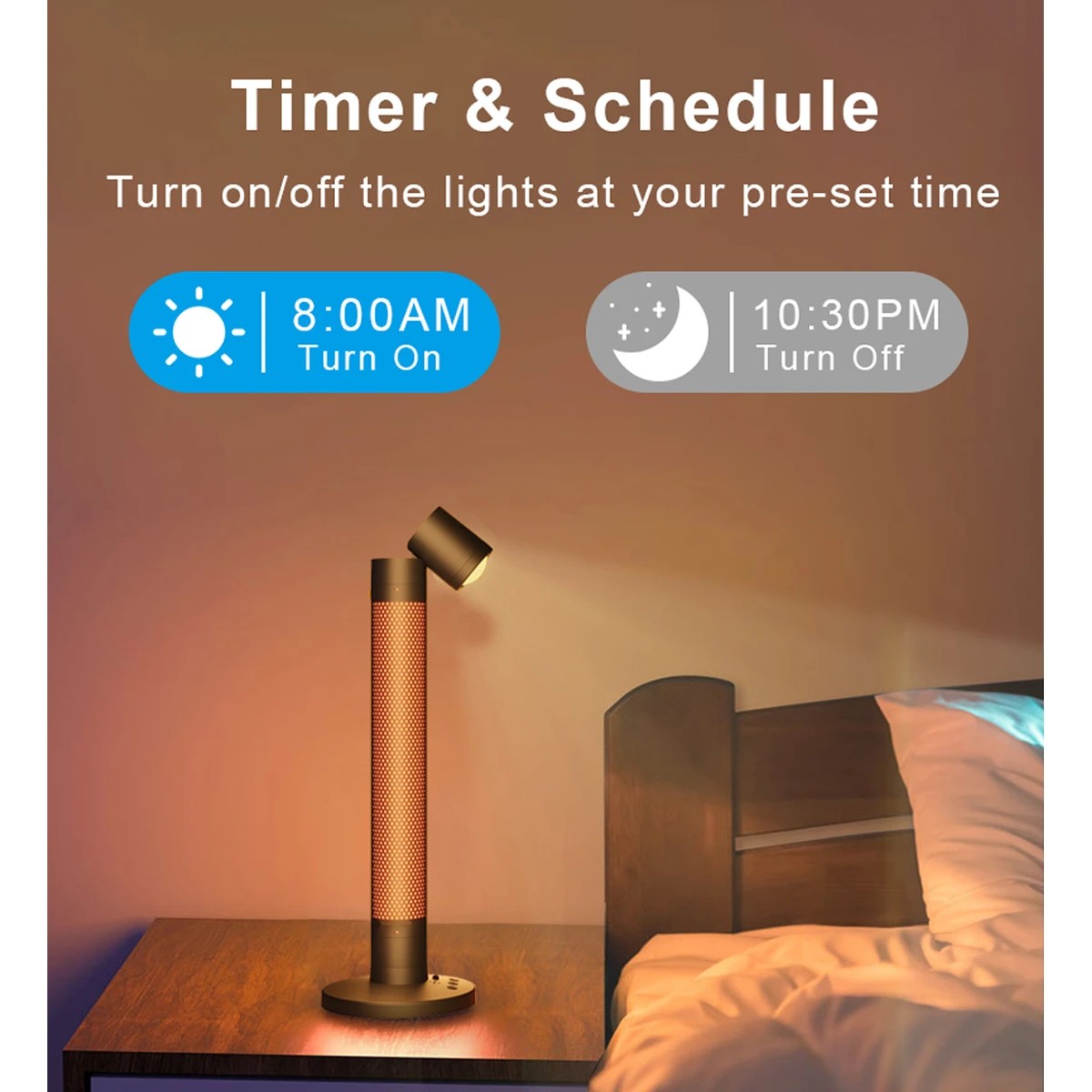 GLOBOSTAR® DESTINY GLB-106-0019 Επιτραπέζιο Φωτιστικό Πορτατίφ με RF Ασύρματο Χειριστήριο & Λειτουργία μέσω WiFi APP LED 10W 600lm 180° AC 220-240V IP20 Πολύχρωμο RGB Dimmable - Sanan SMD Chip - Μαύρο - Μ14 x Π14 x Υ40.5cm - 2 Χρόνια Εγγύηση - Image 6