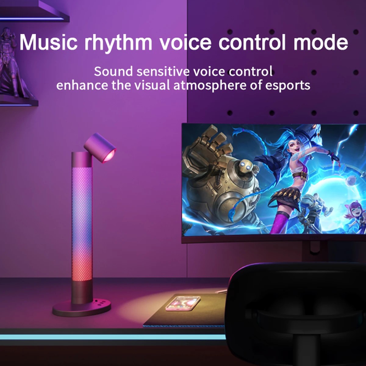 GLOBOSTAR® DESTINY GLB-106-0019 Επιτραπέζιο Φωτιστικό Πορτατίφ με RF Ασύρματο Χειριστήριο & Λειτουργία μέσω WiFi APP LED 10W 600lm 180° AC 220-240V IP20 Πολύχρωμο RGB Dimmable - Sanan SMD Chip - Μαύρο - Μ14 x Π14 x Υ40.5cm - 2 Χρόνια Εγγύηση - Image 7