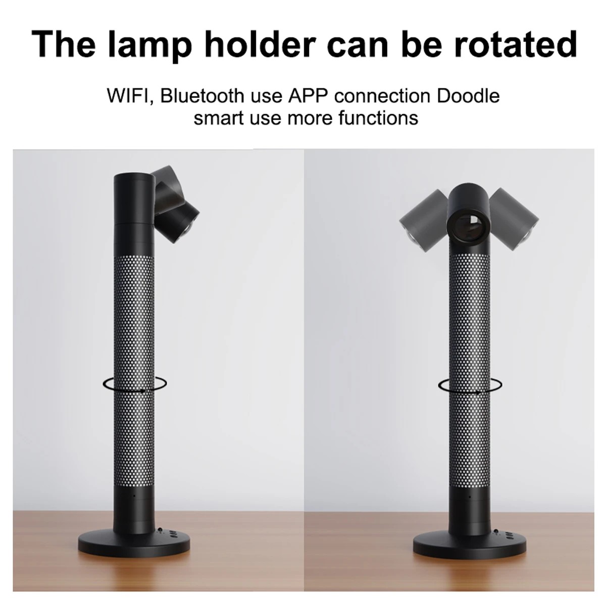 GLOBOSTAR® DESTINY GLB-106-0019 Επιτραπέζιο Φωτιστικό Πορτατίφ με RF Ασύρματο Χειριστήριο & Λειτουργία μέσω WiFi APP LED 10W 600lm 180° AC 220-240V IP20 Πολύχρωμο RGB Dimmable - Sanan SMD Chip - Μαύρο - Μ14 x Π14 x Υ40.5cm - 2 Χρόνια Εγγύηση - Image 4