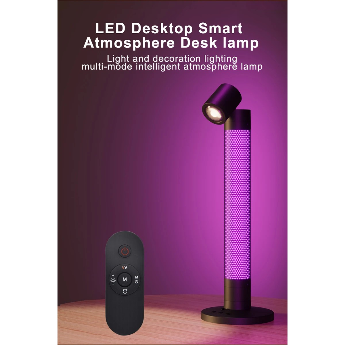 GLOBOSTAR® DESTINY GLB-106-0019 Επιτραπέζιο Φωτιστικό Πορτατίφ με RF Ασύρματο Χειριστήριο & Λειτουργία μέσω WiFi APP LED 10W 600lm 180° AC 220-240V IP20 Πολύχρωμο RGB Dimmable - Sanan SMD Chip - Μαύρο - Μ14 x Π14 x Υ40.5cm - 2 Χρόνια Εγγύηση - Image 5