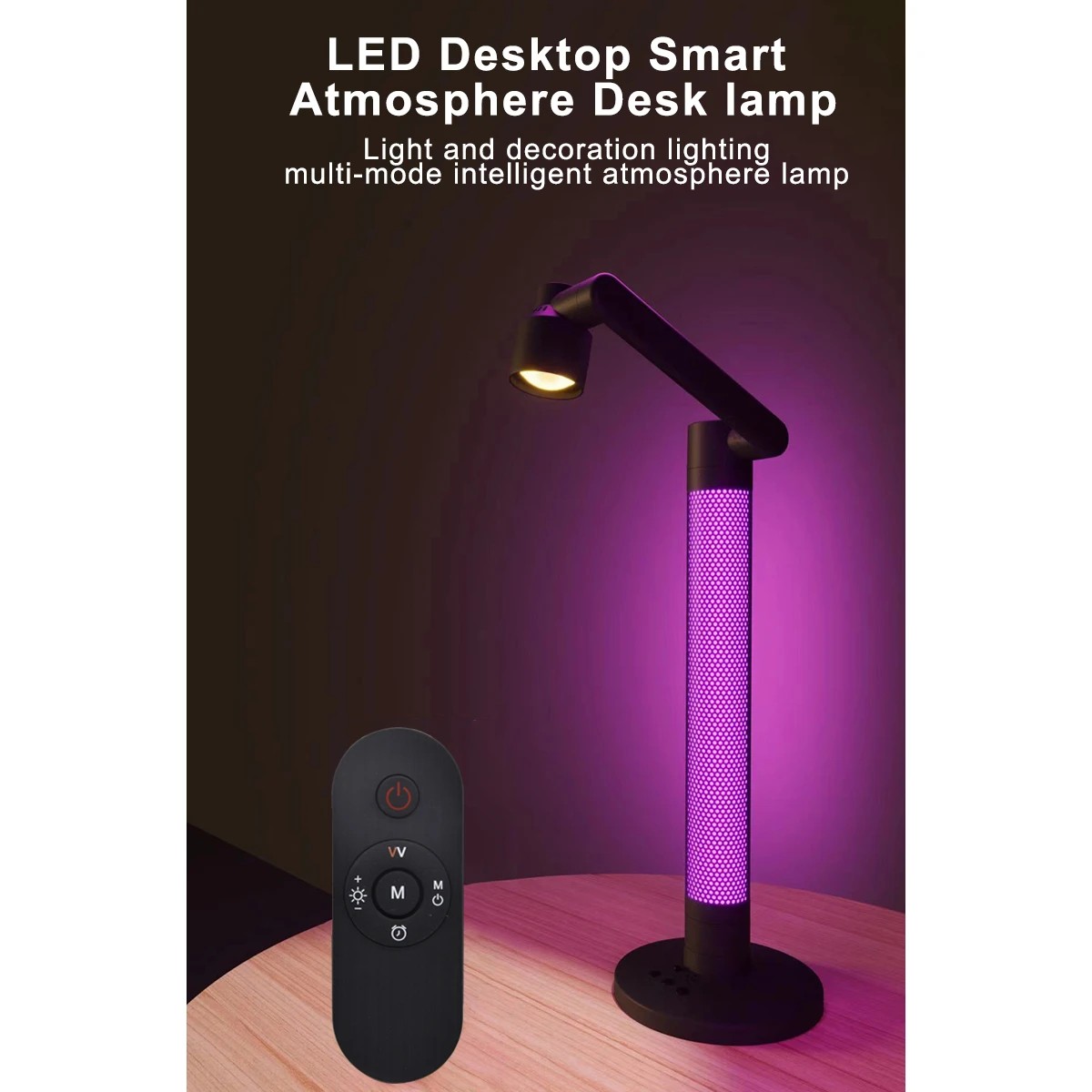 GLOBOSTAR® DESTINY GLB-106-0020 Επιτραπέζιο Φωτιστικό Πορτατίφ με RF Ασύρματο Χειριστήριο & Λειτουργία μέσω WiFi APP LED 10W 600lm 180° AC 220-240V IP20 Πολύχρωμο RGB Dimmable - Sanan SMD Chip - Μαύρο - Μ14 x Π14 x Υ50cm - 2 Χρόνια Εγγύηση - Image 2