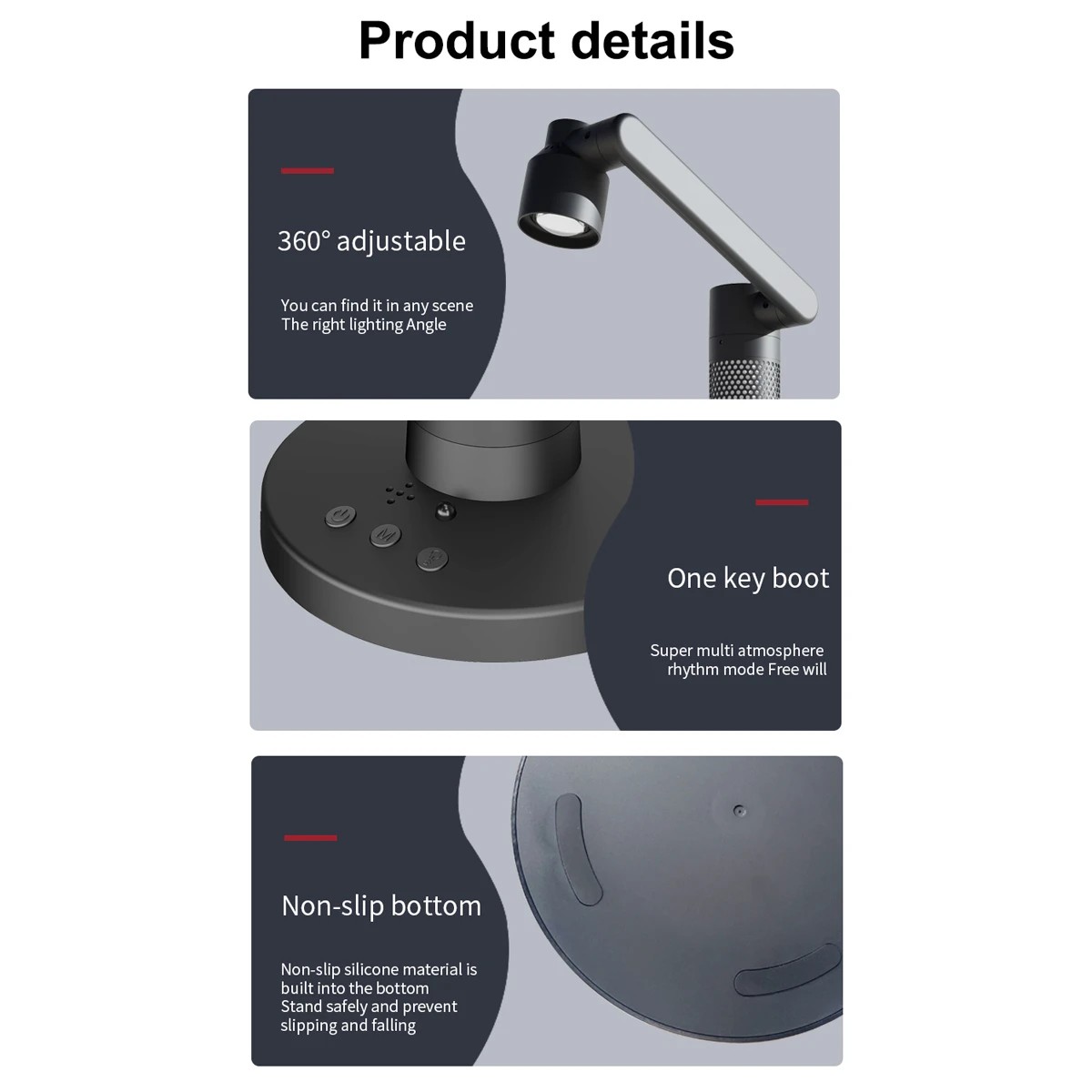 GLOBOSTAR® DESTINY GLB-106-0020 Επιτραπέζιο Φωτιστικό Πορτατίφ με RF Ασύρματο Χειριστήριο & Λειτουργία μέσω WiFi APP LED 10W 600lm 180° AC 220-240V IP20 Πολύχρωμο RGB Dimmable - Sanan SMD Chip - Μαύρο - Μ14 x Π14 x Υ50cm - 2 Χρόνια Εγγύηση - Image 4