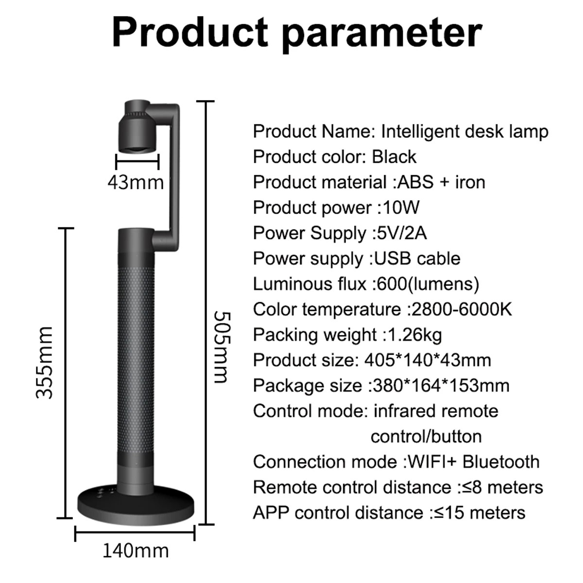 GLOBOSTAR® DESTINY GLB-106-0020 Επιτραπέζιο Φωτιστικό Πορτατίφ με RF Ασύρματο Χειριστήριο & Λειτουργία μέσω WiFi APP LED 10W 600lm 180° AC 220-240V IP20 Πολύχρωμο RGB Dimmable - Sanan SMD Chip - Μαύρο - Μ14 x Π14 x Υ50cm - 2 Χρόνια Εγγύηση - Image 5