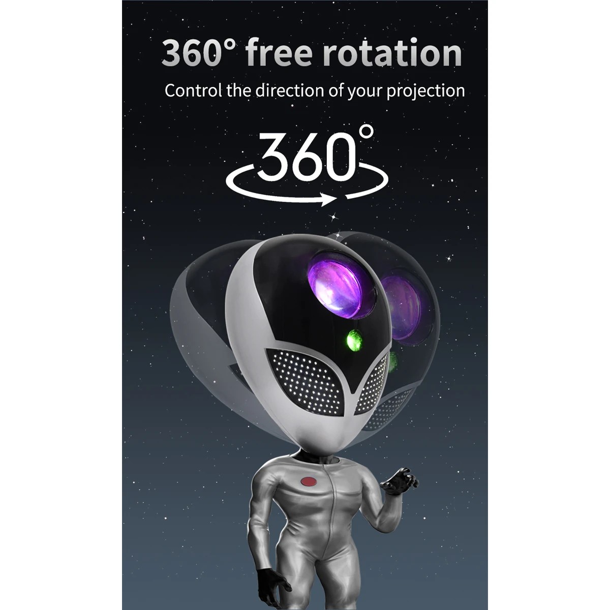 GLOBOSTAR® GALAXY GLB-106-0021 Επιτραπέζιο Φωτιστικό Πορτατίφ Προτζέκτορας Starry Sky με RF Ασύρματο Χειριστήριο LED 6W 360lm 180° AC 220-240V IP20 Πολύχρωμο RGB Dimmable - Sanan SMD Chip - Μαύρο - Μ13 x Π13 x Υ31cm - 2 Χρόνια Εγγύηση - Image 2